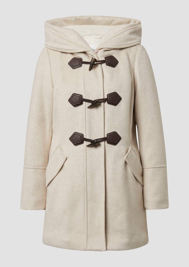 s.Oliver - Taillierter Dufflecoat aus Wollmix, Damen, Beige von s.Oliver
