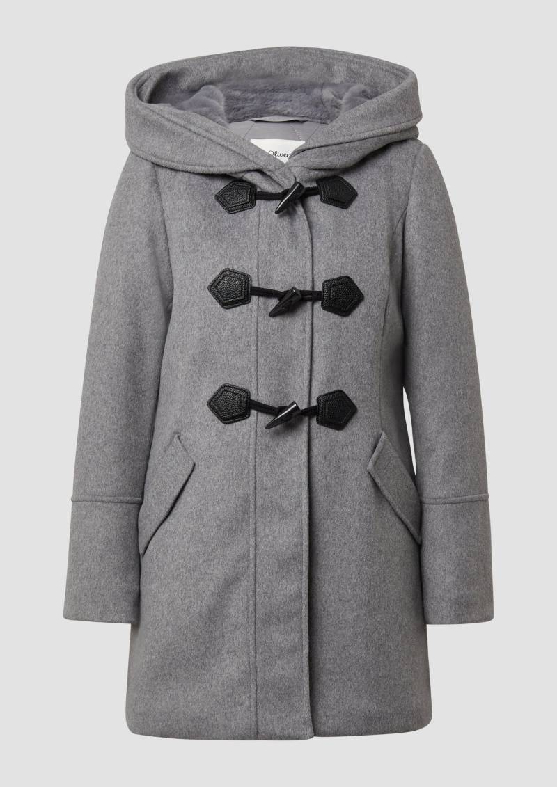 s.Oliver - Taillierter Dufflecoat aus Wollmix, Damen, grau von s.Oliver