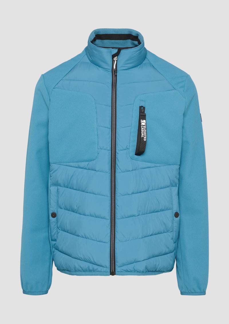s.Oliver - Materialmix-Jacke mit sportiven Kontrastdetails, Herren, Blau von s.Oliver