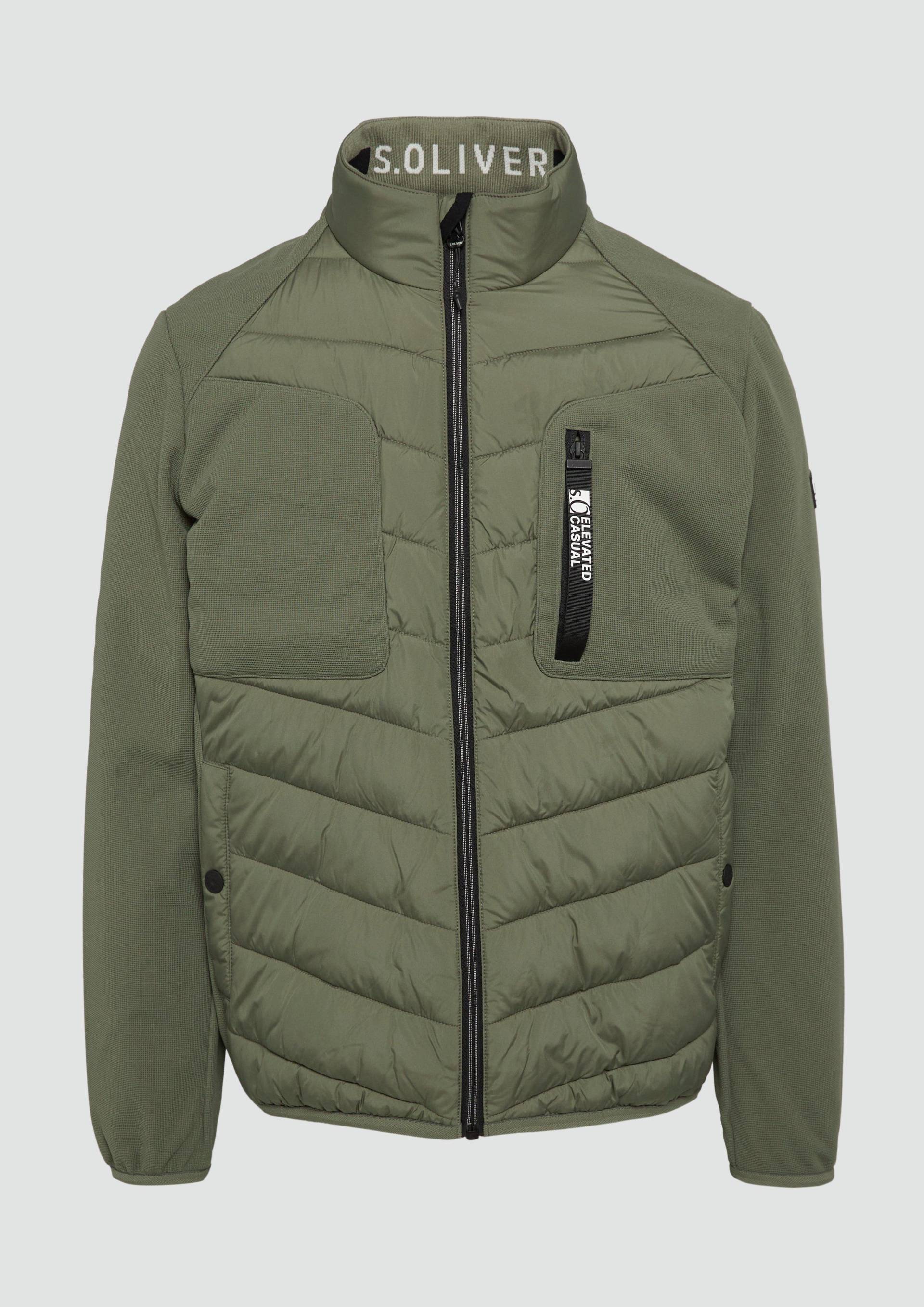 s.Oliver - Materialmix-Jacke mit sportiven Kontrastdetails, Herren, Grün von s.Oliver
