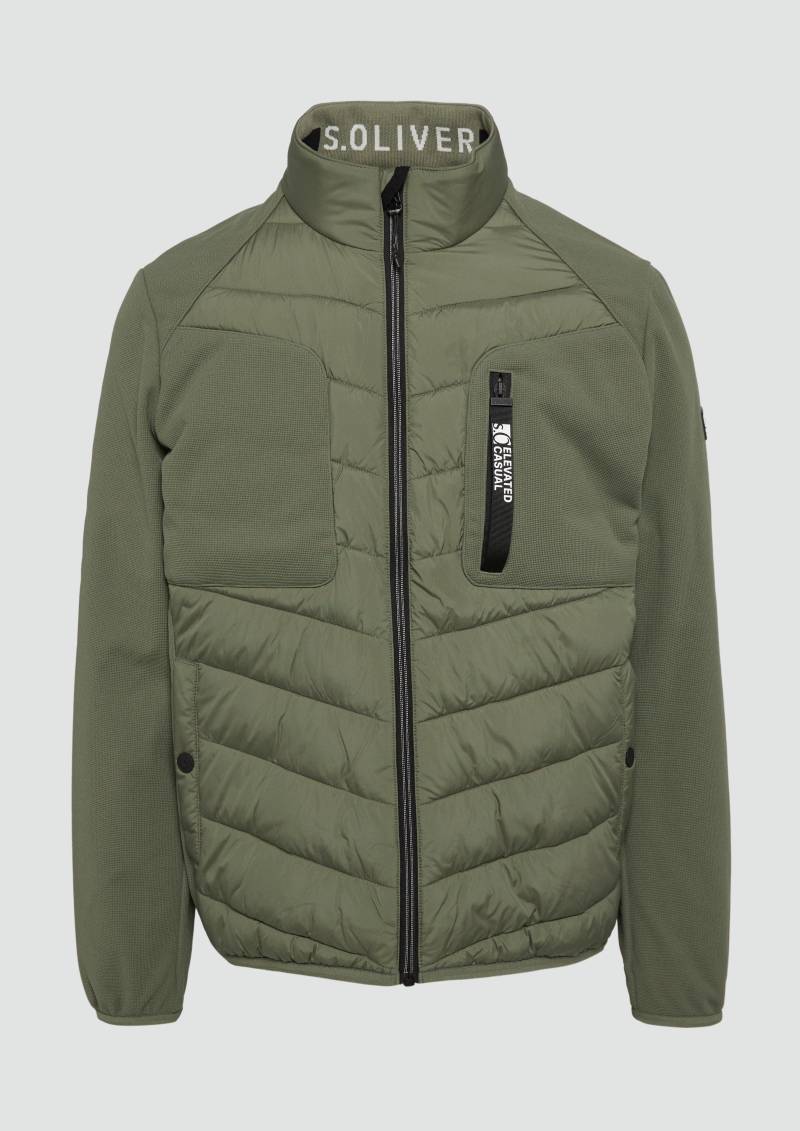 s.Oliver - Materialmix-Jacke mit sportiven Kontrastdetails, Herren, Grün von s.Oliver