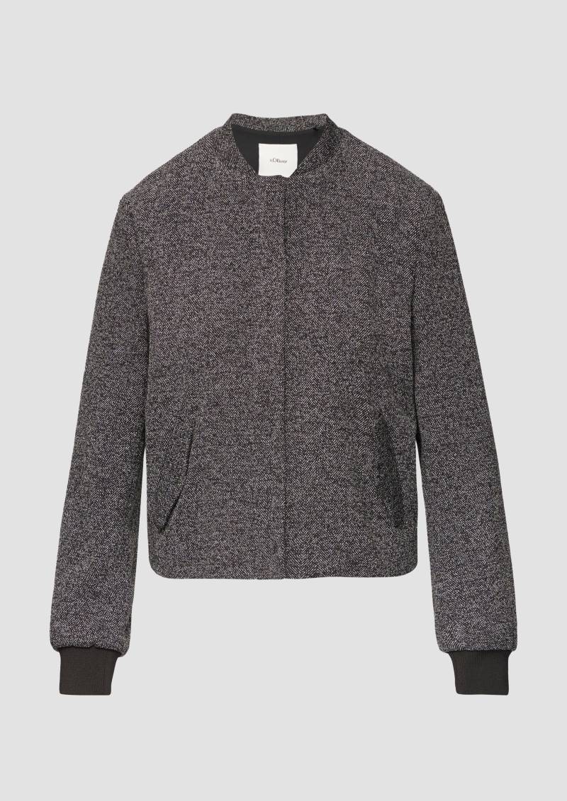 s.Oliver - Melierter Blouson mit Druckknöpfen, Damen, schwarz von s.Oliver