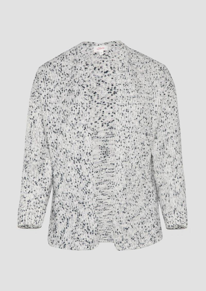s.Oliver - Melierter Cardigan mit weiten Ärmeln im Relaxed Fit, Damen, grau von s.Oliver