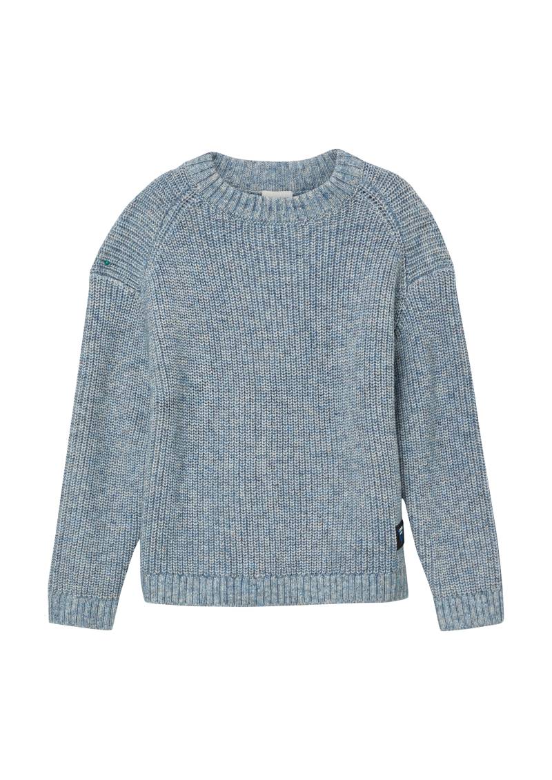 s.Oliver - Melierter Strickpullover im Loose Fit mit Label-Patch, Kinder, blau von s.Oliver