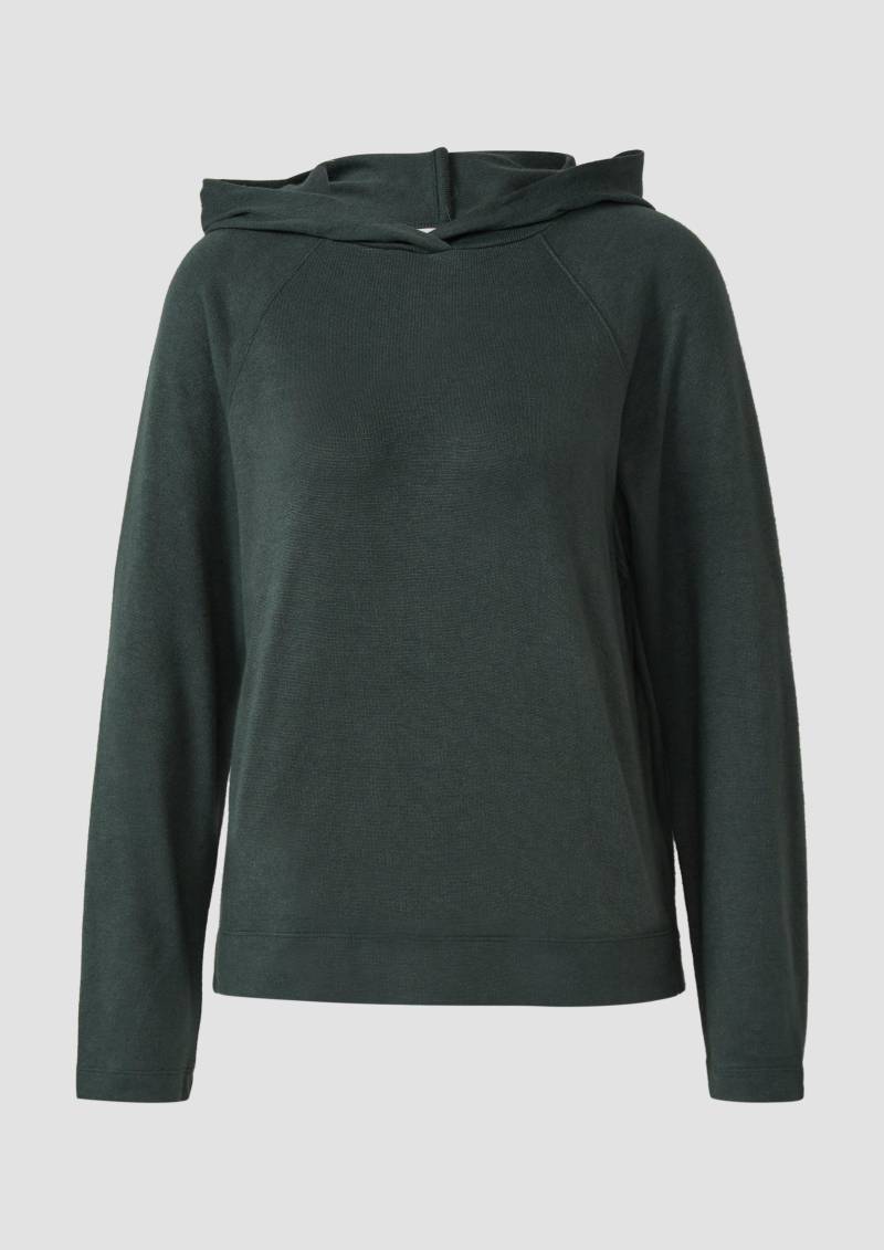 s.Oliver - Meliertes Longsleeve aus Stretchjersey mit Kapuze, Damen, Blau von s.Oliver