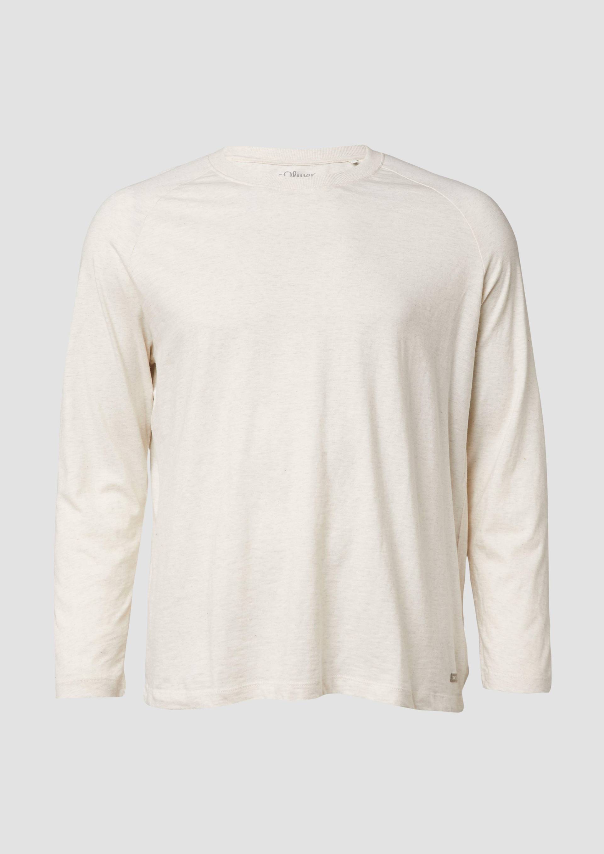 s.Oliver - Meliertes Longsleeve aus reiner Baumwolle mit Raglanarm, Herren, creme von s.Oliver