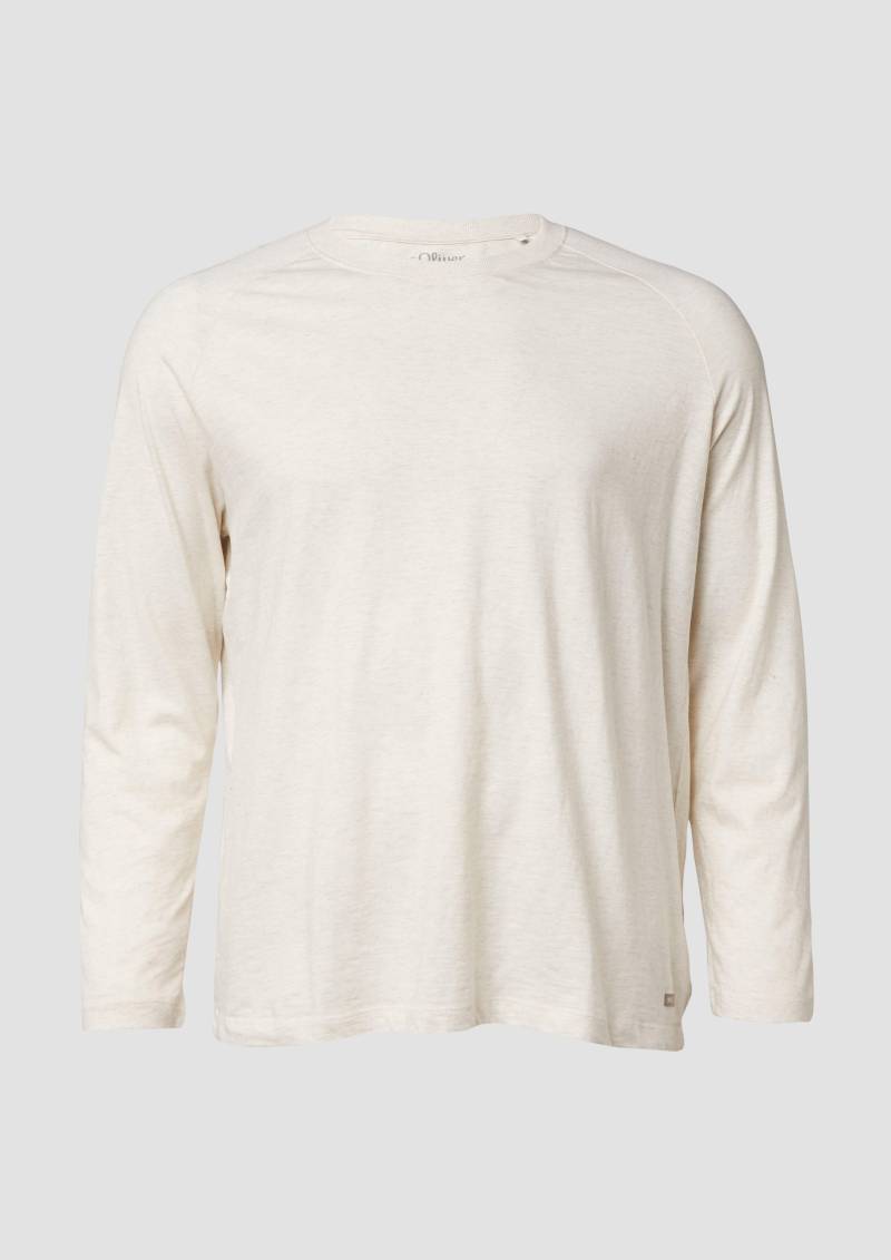 s.Oliver - Meliertes Longsleeve aus reiner Baumwolle mit Raglanarm, Herren, creme von s.Oliver