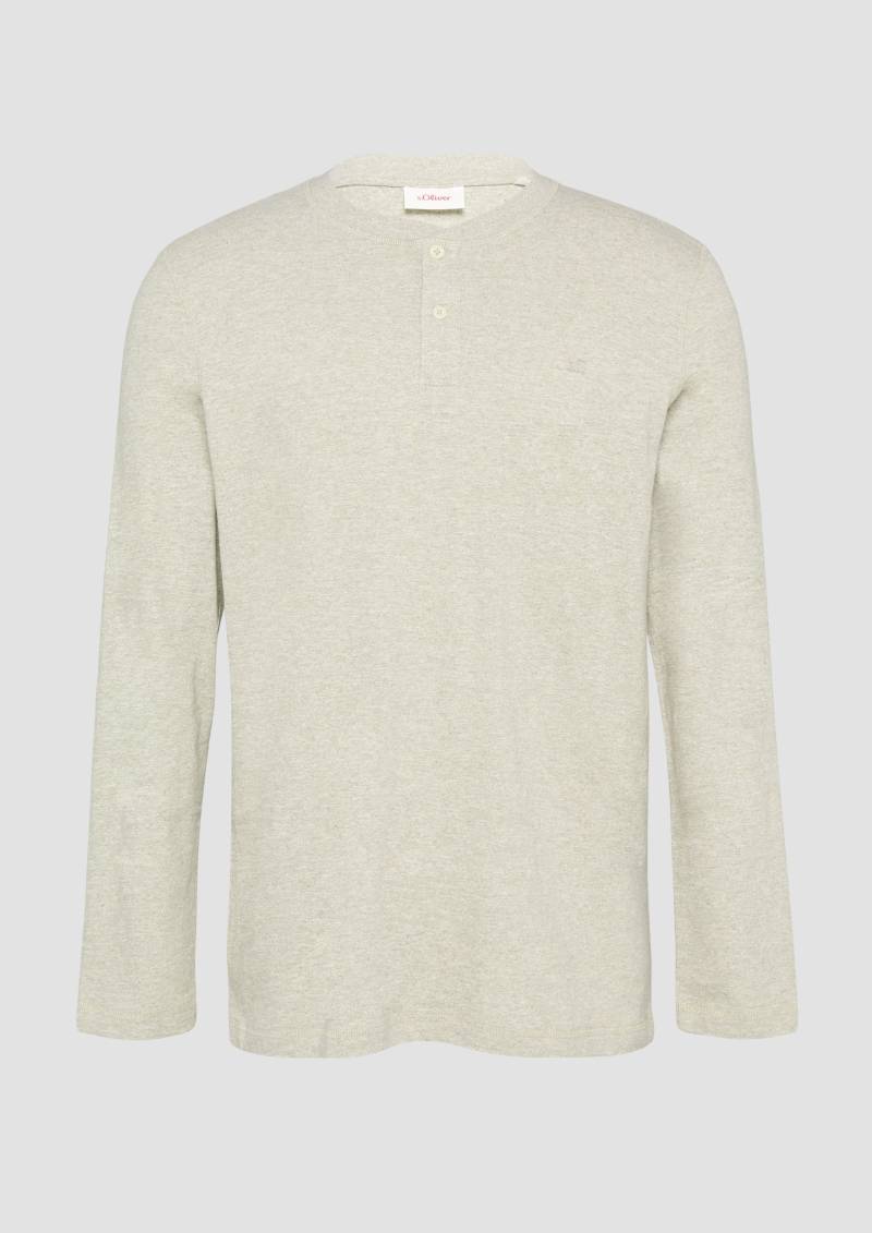s.Oliver - Meliertes Longsleeve mit Henley-Ausschnitt, Herren, Beige von s.Oliver
