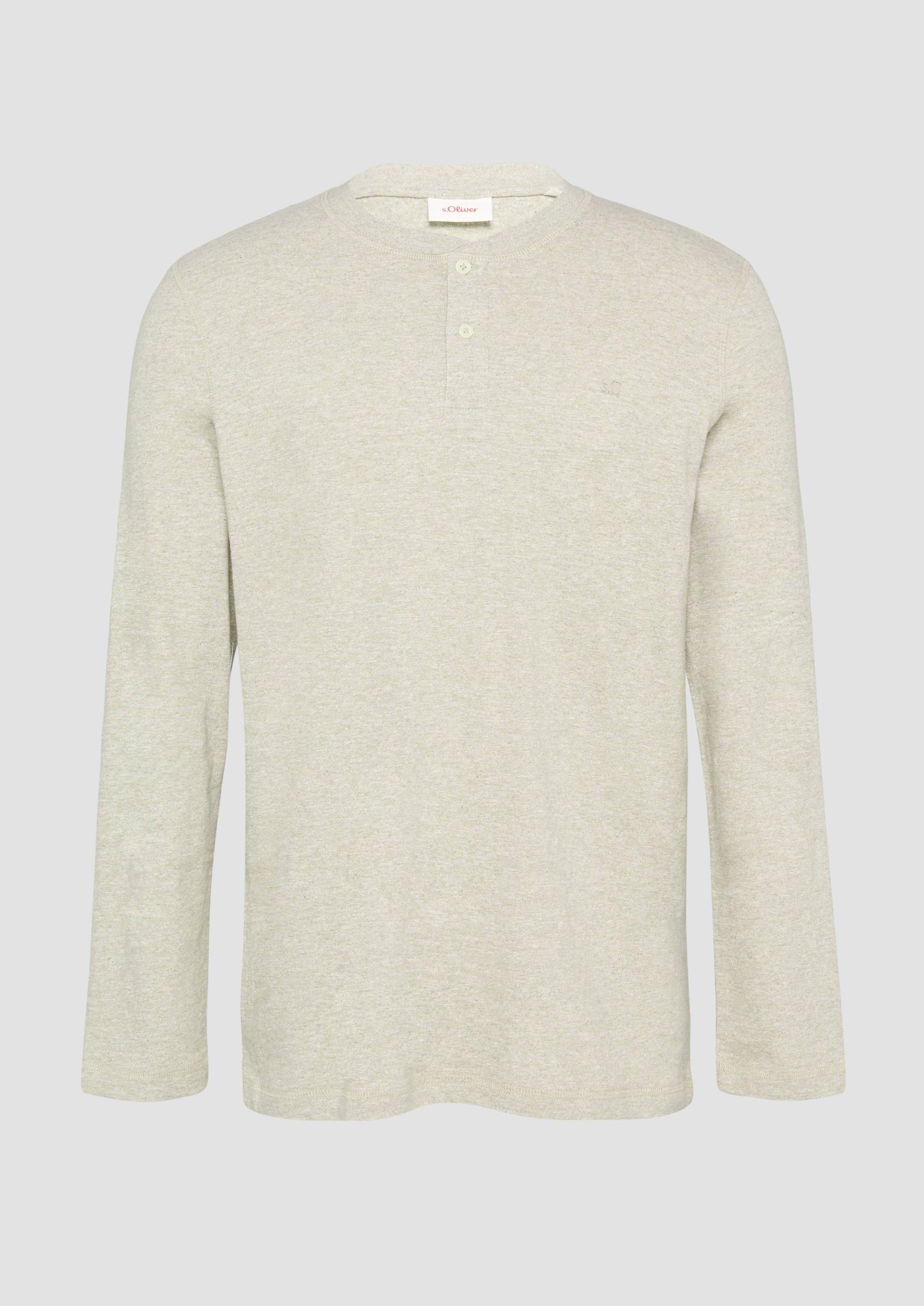 s.Oliver - Meliertes Longsleeve mit Henley-Ausschnitt, Herren, Beige von s.Oliver