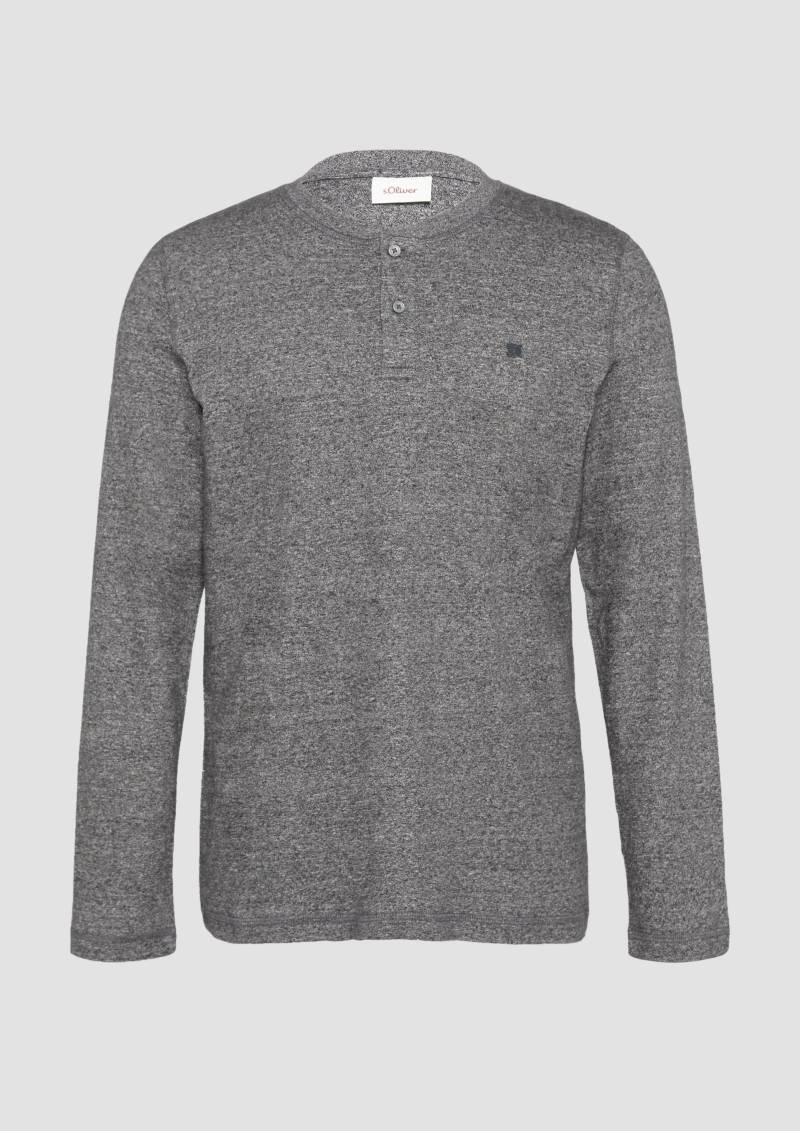 s.Oliver - Meliertes Longsleeve mit Henley-Ausschnitt, Herren, grau von s.Oliver