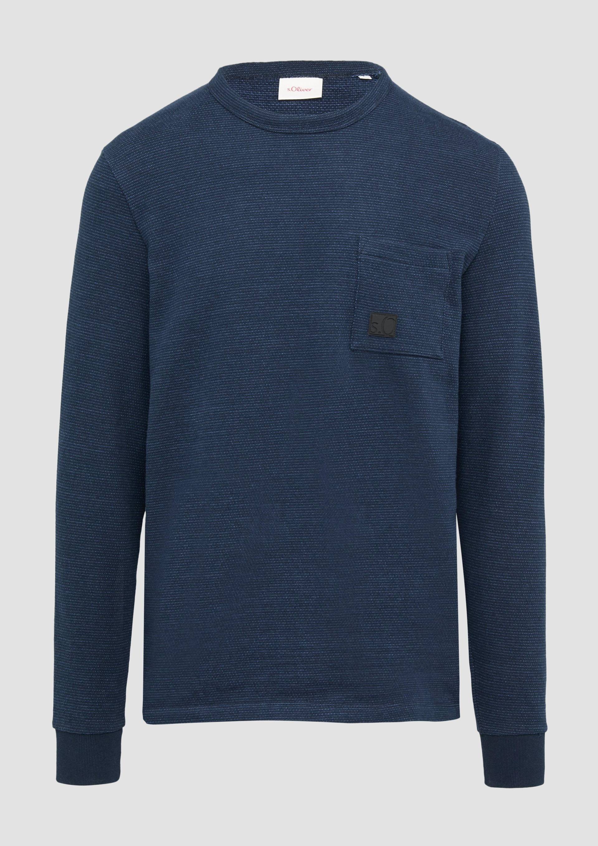 s.Oliver - Meliertes Longsleeve mit aufgesetzter Brusttasche, Herren, blau von s.Oliver