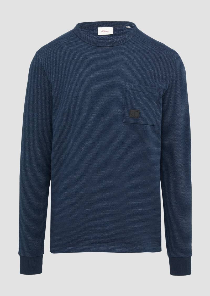 s.Oliver - Meliertes Longsleeve mit aufgesetzter Brusttasche, Herren, blau von s.Oliver