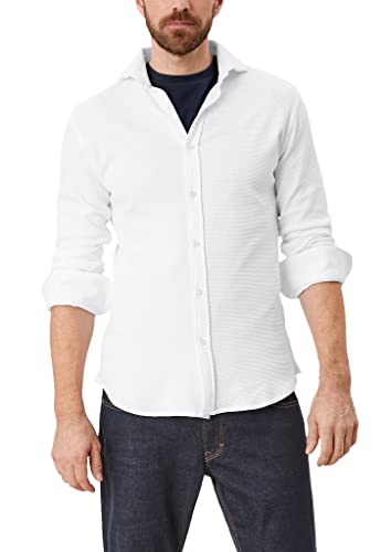 s.Oliver Men's Hemd Langarm SOWHERE Tailored FIT Shirt, White, M von s.Oliver