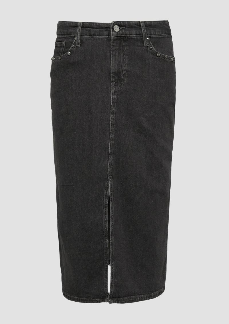 s.Oliver - Midi-Jeansrock mit Gehschlitz, Damen, grau von s.Oliver