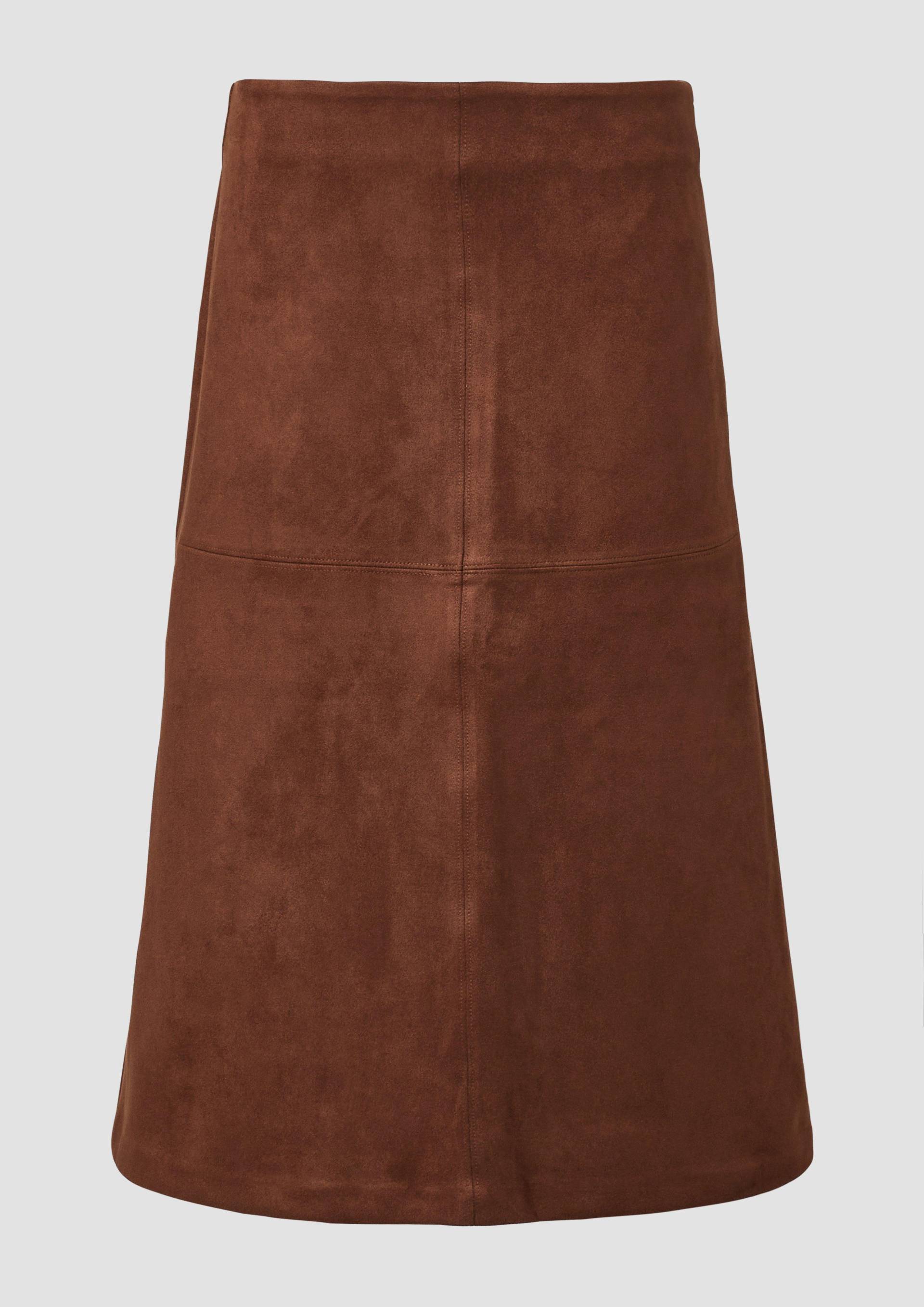 s.Oliver - Midi-Rock in Veloursleder-Optik, Damen, braun von s.Oliver
