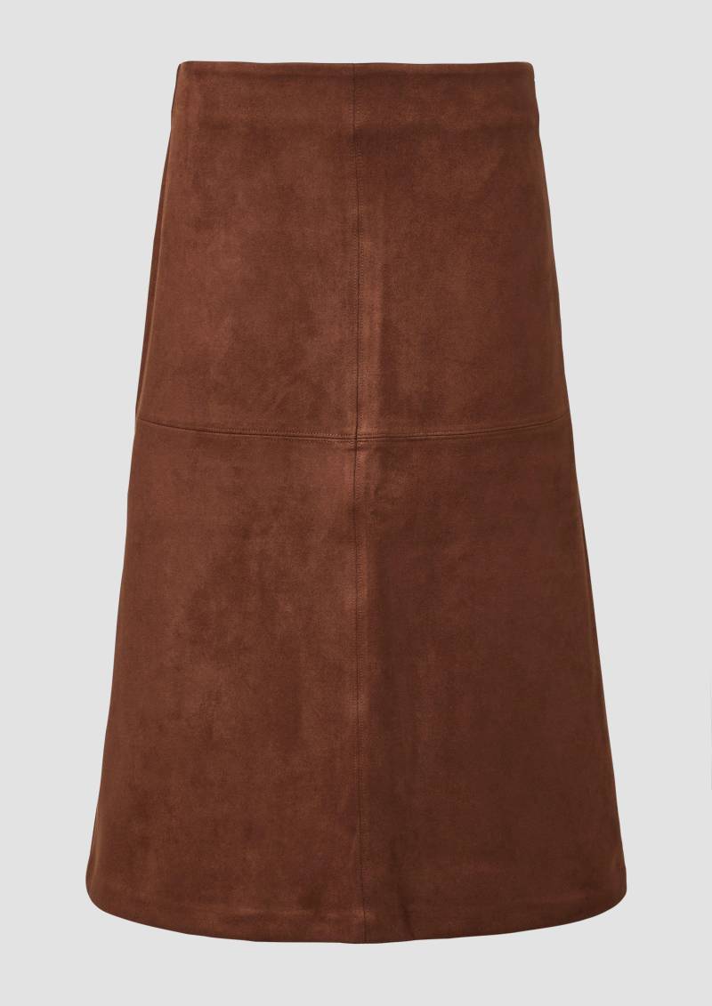 s.Oliver - Midi-Rock in Veloursleder-Optik, Damen, braun von s.Oliver