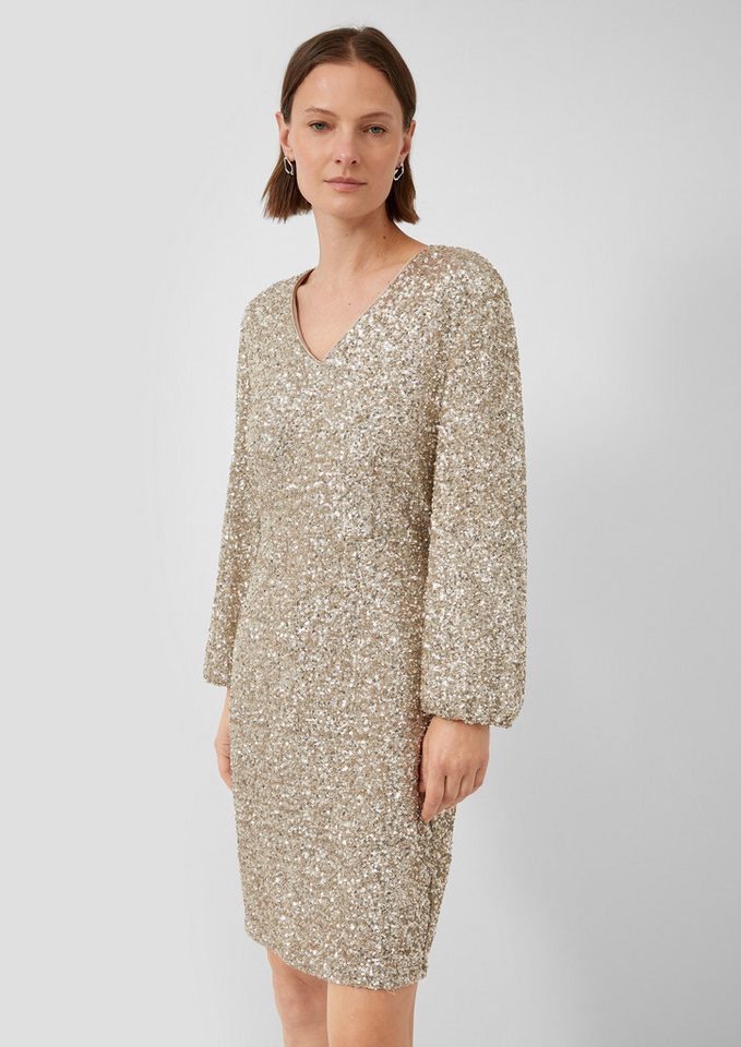 s.Oliver Midikleid Kleid Kurzes Pailletten-Kleid mit Gummizug am Ärmel von s.Oliver