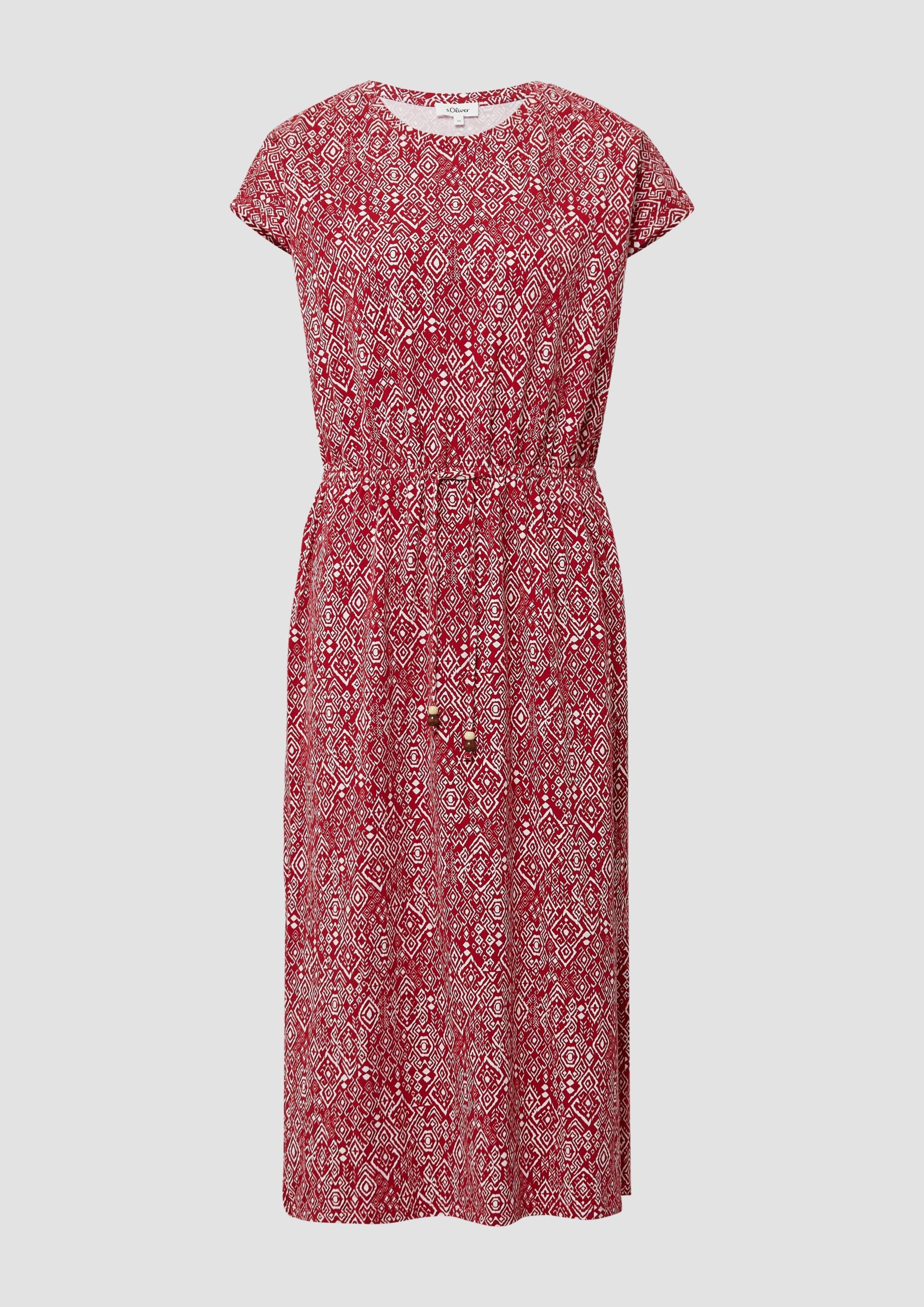 s.Oliver - Midikleid aus Baumwollstretch mit Taillenzug, Damen, rot von s.Oliver