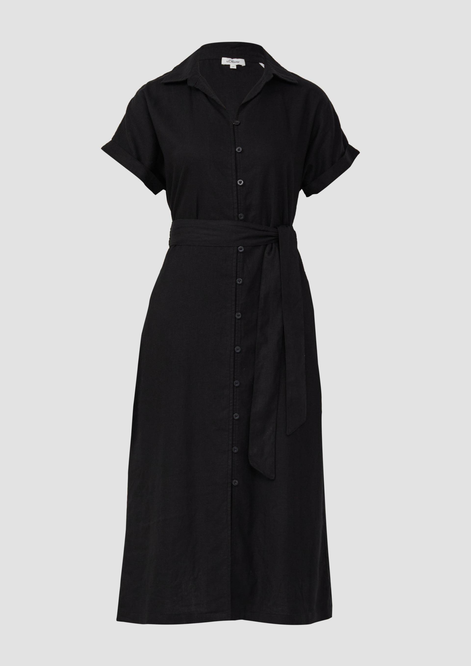 s.Oliver - Midikleid aus Leinenmix mit Eingrifftaschen, Damen, schwarz von s.Oliver