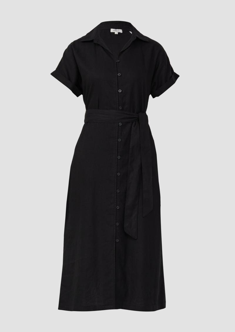 s.Oliver - Midikleid aus Leinenmix mit Eingrifftaschen, Damen, schwarz von s.Oliver