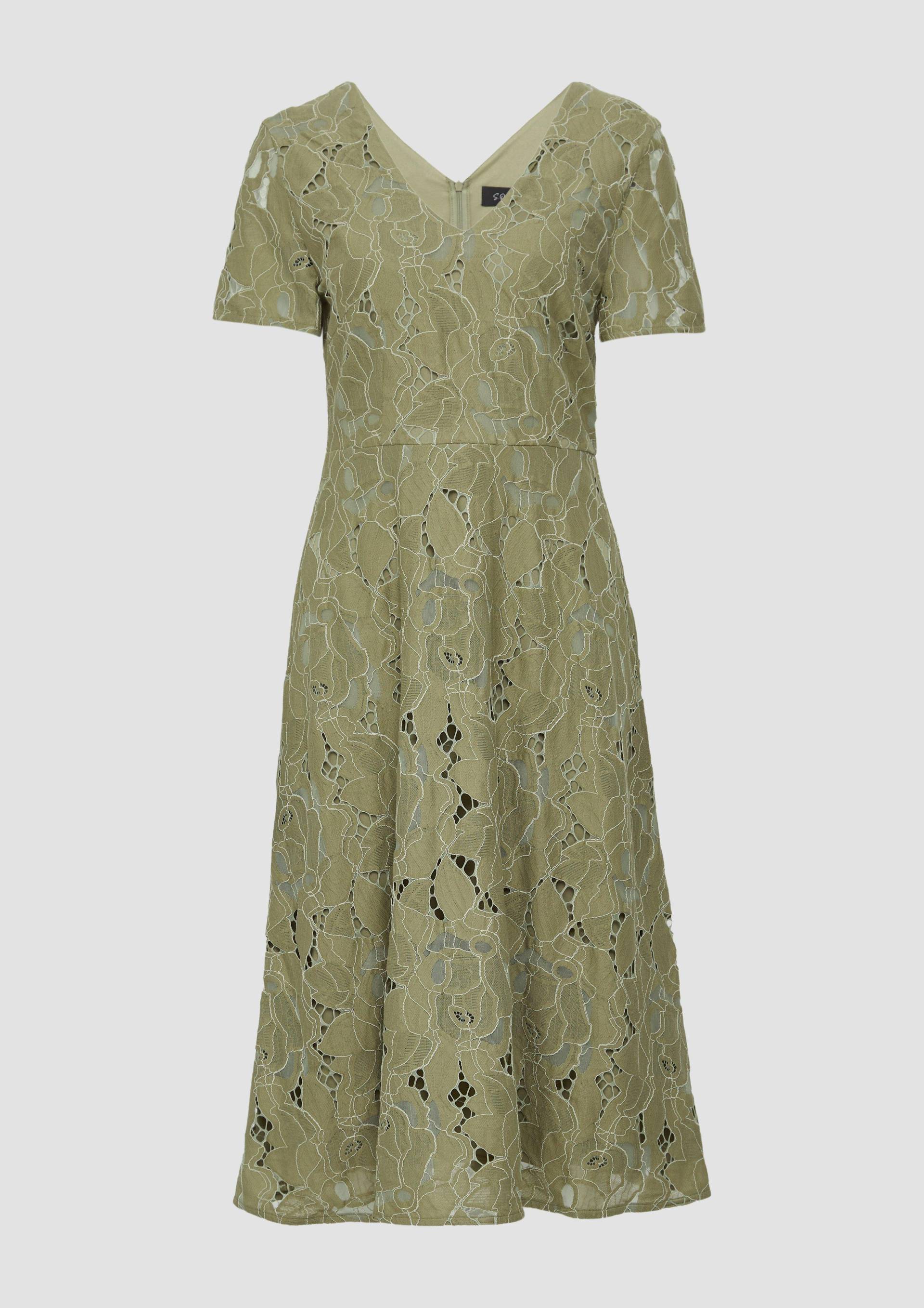 s.Oliver - Midikleid aus Spitze mit blickdichtem Futter und floralem Muster, Damen, Grün von s.Oliver