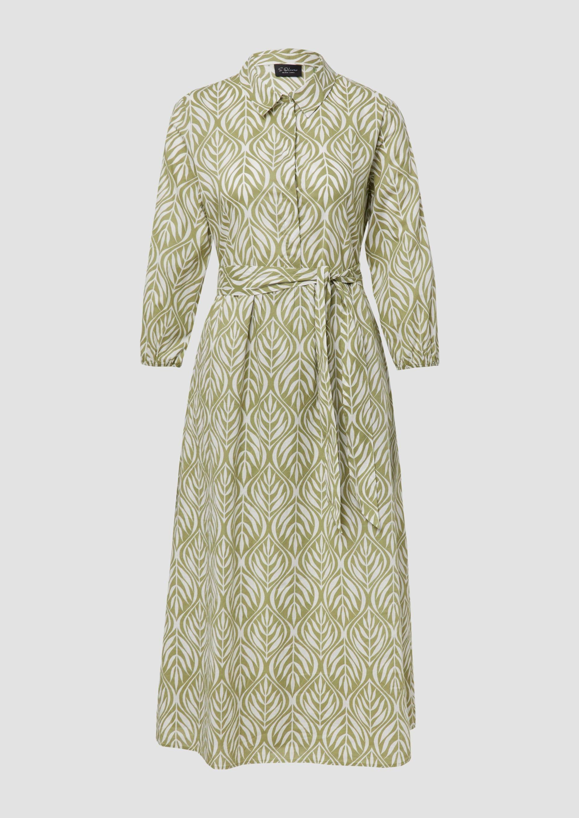 s.Oliver - Hemdblusenkleid in Midilänge mit All-over-Print, Damen, olive|creme s.Oliver - Hemdblusenkleid in Midilänge mit All-over-Print, Damen, olive|creme von s.Oliver