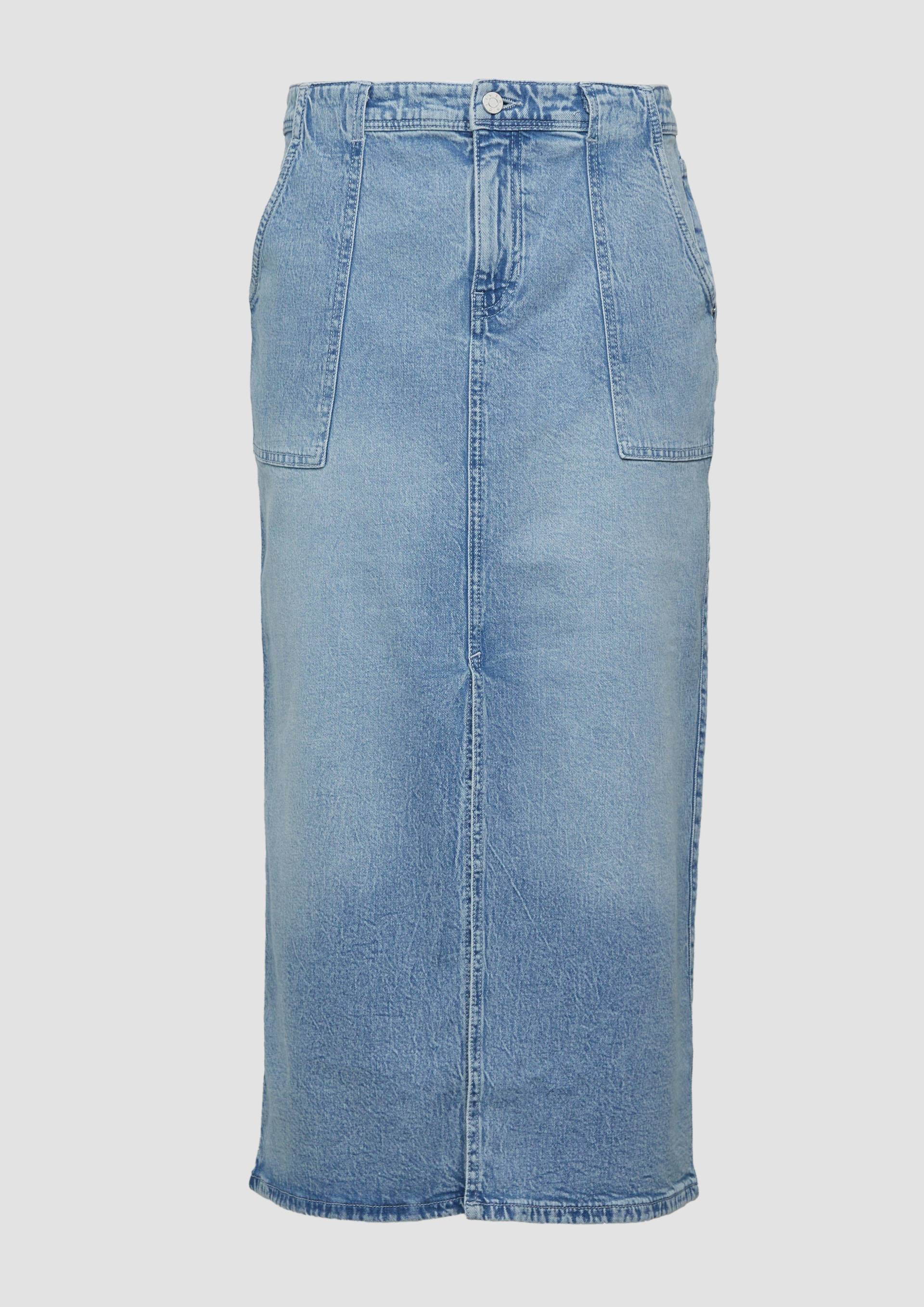 s.Oliver - Denim-Midirock mit Schlitz, Damen, blau von s.Oliver