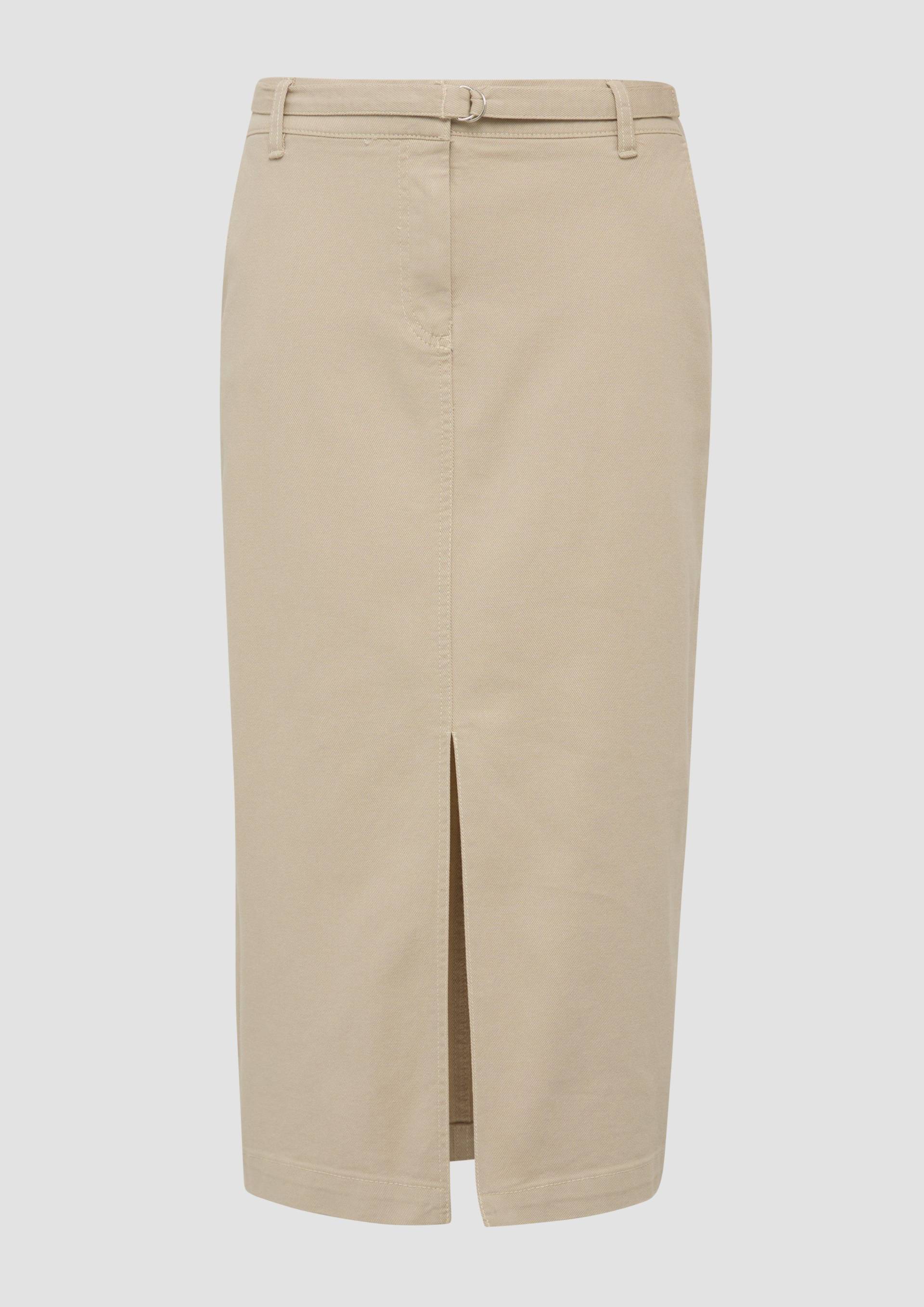 s.Oliver - Midirock aus Twill mit Gürtel und Schlitz, Damen, braun von s.Oliver