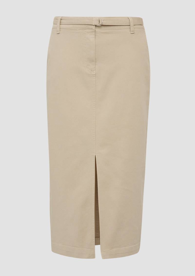 s.Oliver - Midirock aus Twill mit Gürtel und Schlitz, Damen, braun von s.Oliver