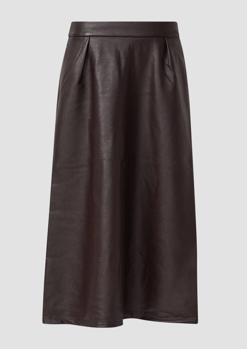 s.Oliver - Midirock in Leder-Optik mit ausgestelltem Saum, Damen, braun von s.Oliver