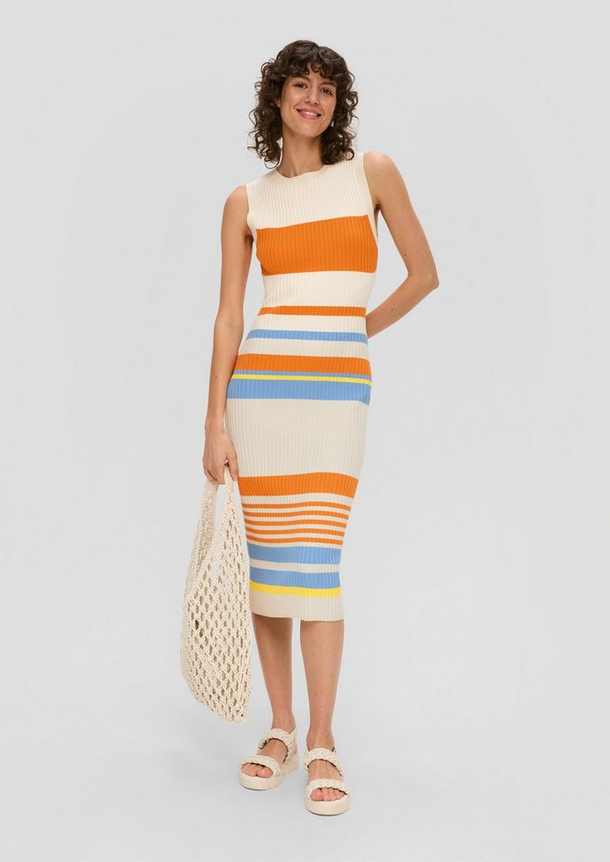 s.Oliver Midikleid Kleid Gestreiftes Maxikleid mit geschlitztem Saum von s.Oliver