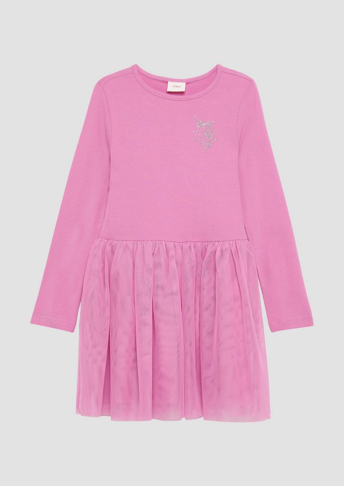 s.Oliver Minikleid Jersey-Kleid mit Tüllrock und Glitzer-Print Layering von s.Oliver