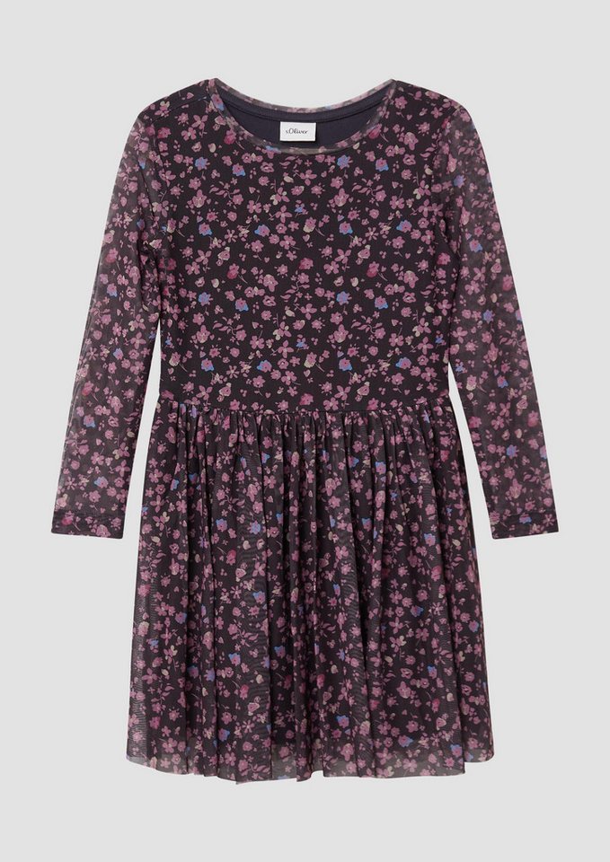 s.Oliver Minikleid Kleid Langärmeliges Meshkleid mit Jerseyfutter und All-over-Print von s.Oliver