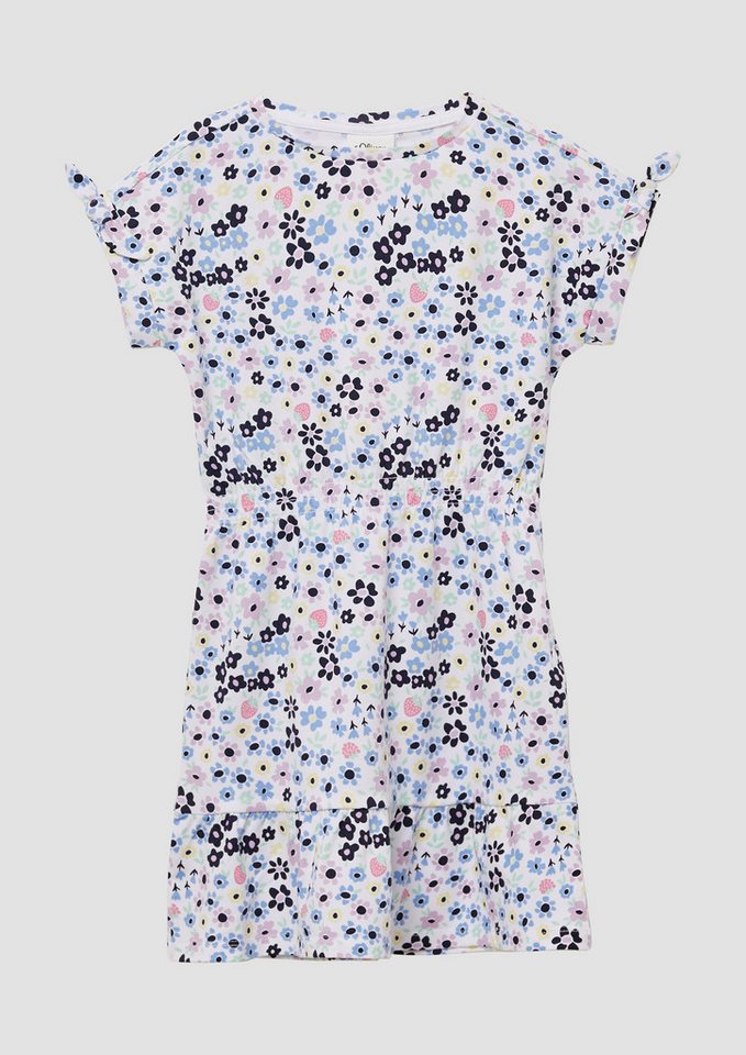 s.Oliver Minikleid Kurzes Kleid mit All-over-Print und Raffung Raffung von s.Oliver