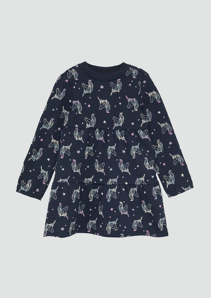 s.Oliver Minikleid Weiches Sweat-Kleid mit All-over-Print Raffung von s.Oliver