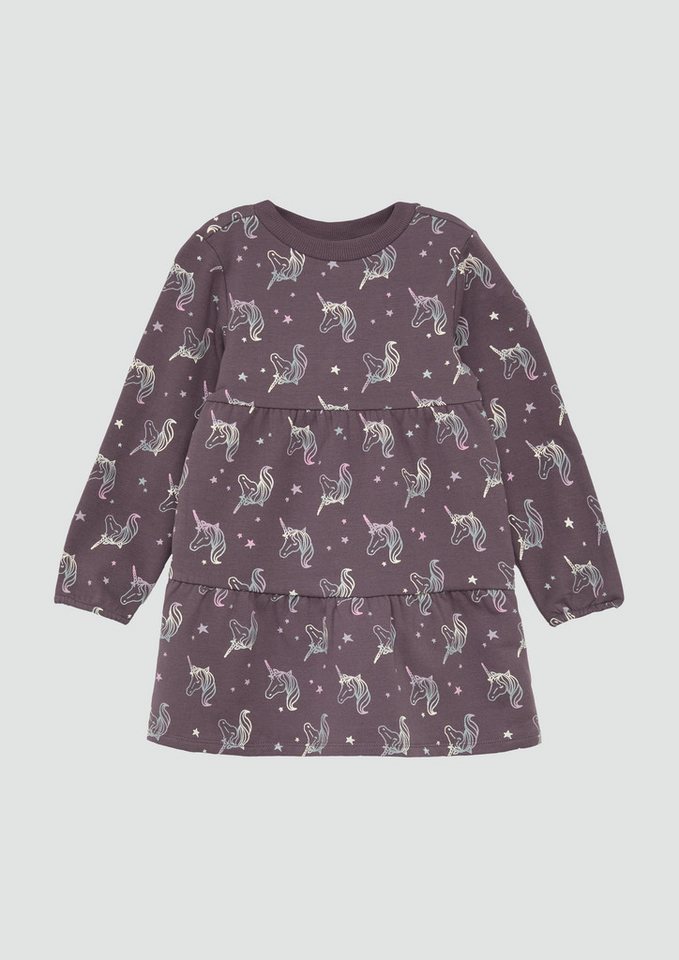 s.Oliver Minikleid Weiches Sweat-Kleid mit All-over-Print Raffung von s.Oliver
