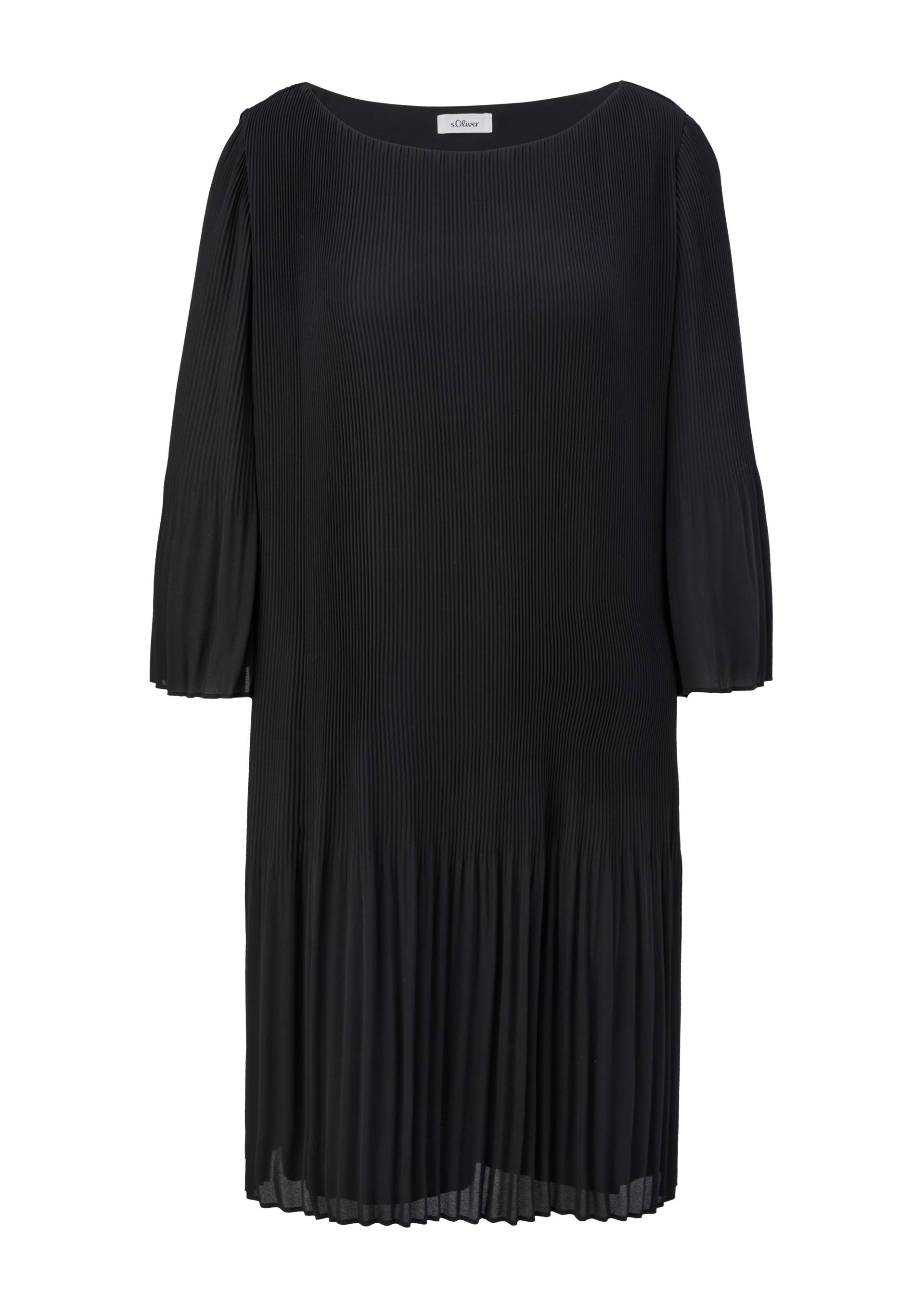 s.Oliver - Minikleid mit Plisseefalten, Damen, schwarz von s.Oliver