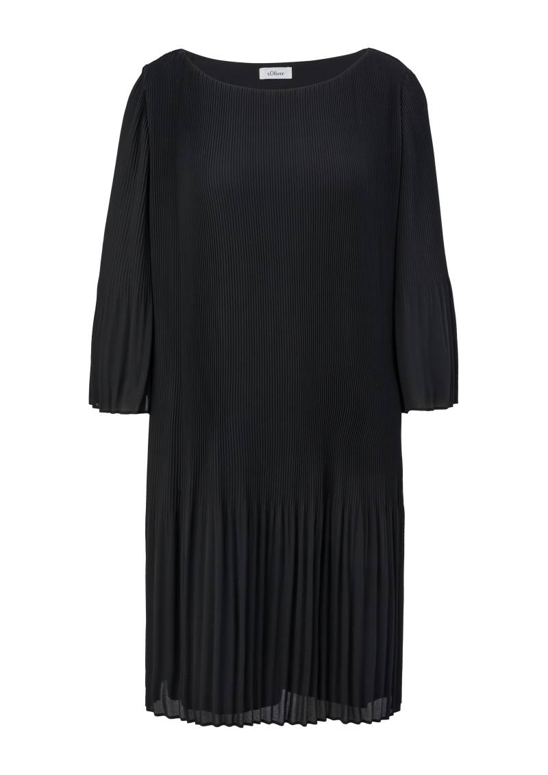 s.Oliver - Minikleid mit Plisseefalten, Damen, schwarz von s.Oliver