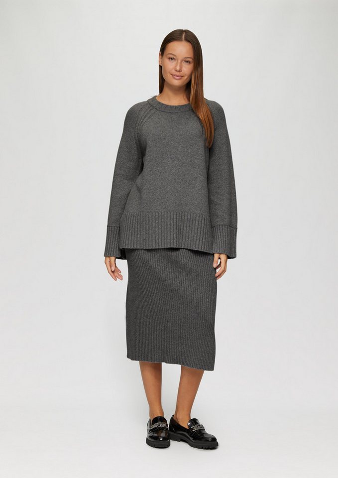 s.Oliver Minirock Elastischer Midi-Strickrock mit Seitenschlitz Seitenschlitz von s.Oliver