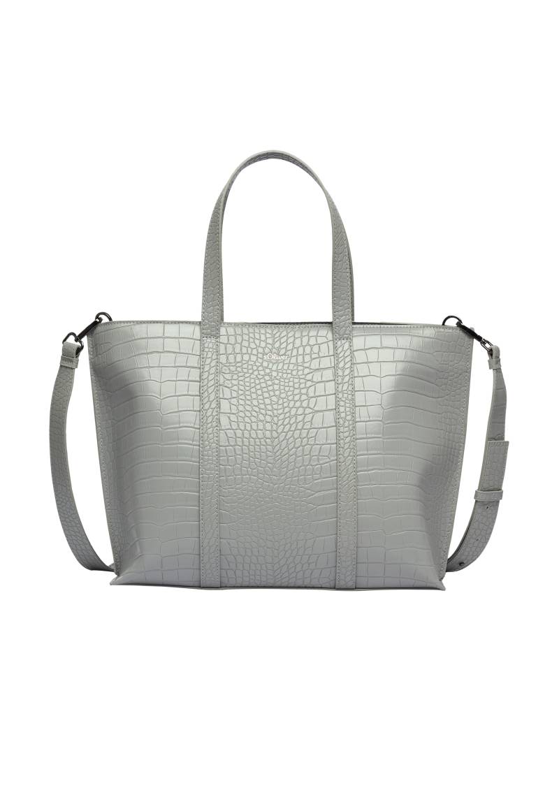s.Oliver - Geräumiger Shopper aus Lederimitat in Kroko-Optik, Damen, grau von s.Oliver