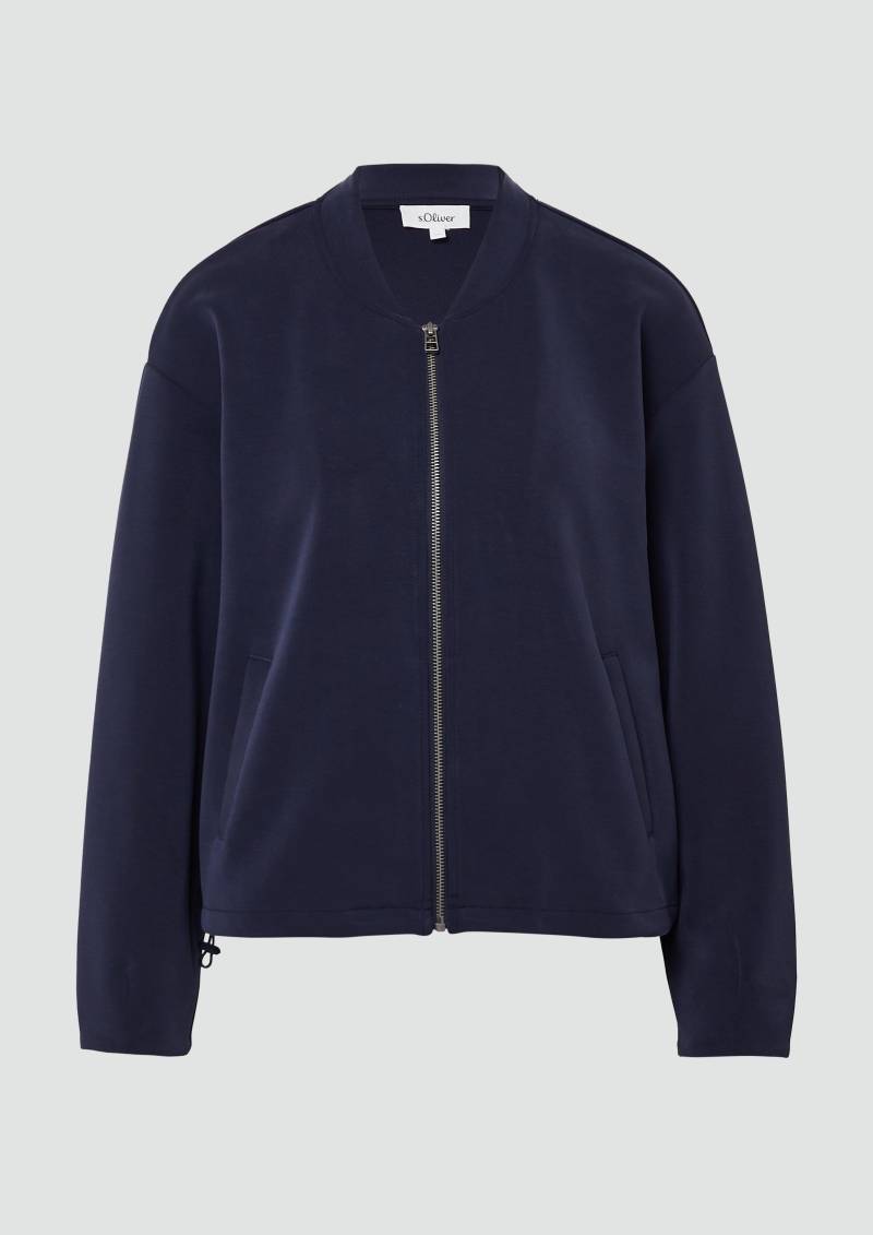 s.Oliver - Oversized Scuba-Jacke mit verstellbarem Saum, Damen, blau von s.Oliver