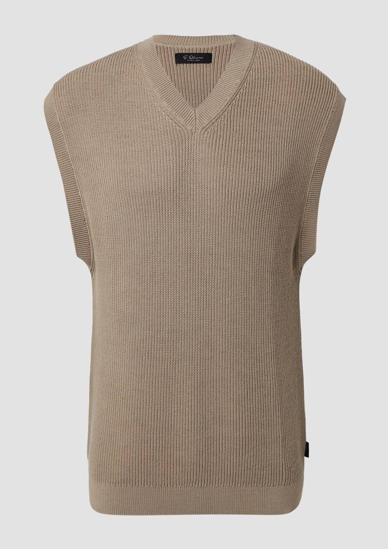 s.Oliver - Modischer Strickpullunder aus reiner Baumwolle, Herren, braun von s.Oliver