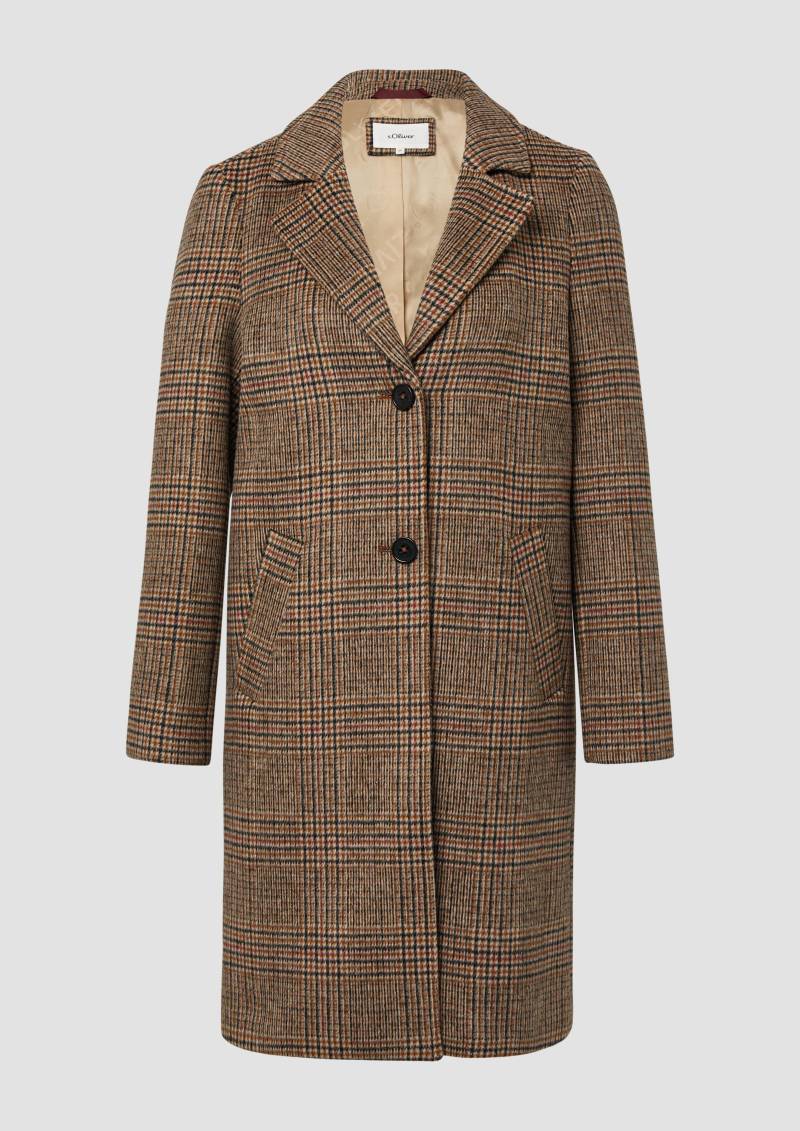 s.Oliver - Wollmixmantel mit Leo-Muster und Eingrifftaschen, Damen, braun von s.Oliver