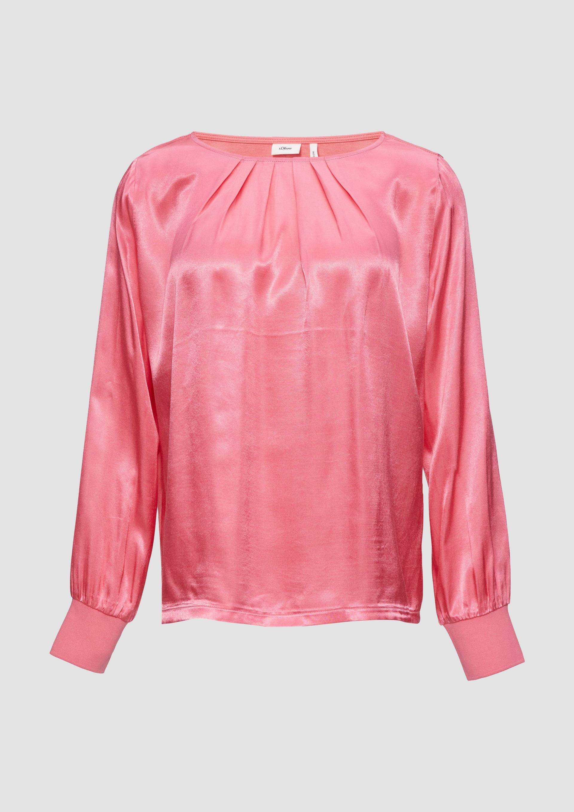 s.Oliver - Satiniertes Blusenshirt im Fabricmix mit Raff-Details, Damen, Rosa s.Oliver - Satiniertes Blusenshirt im Fabricmix mit Raff-Details, Damen, Rosa von s.Oliver
