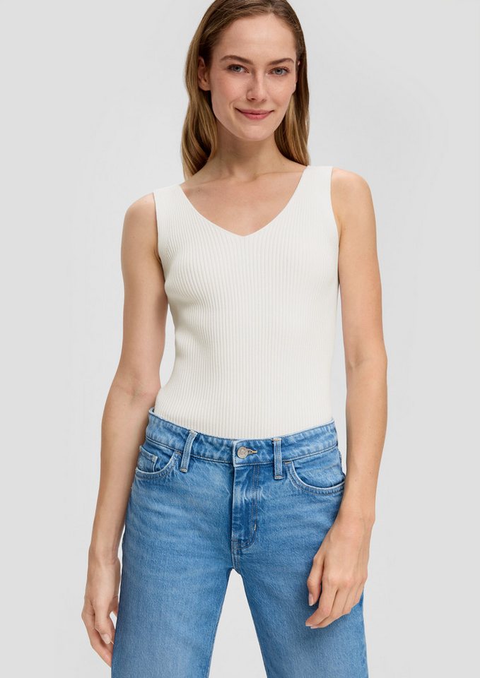 s.Oliver Muscleshirt Strickpullunder Geripptes Stricktop aus Viskosemix im Slim Fit von s.Oliver