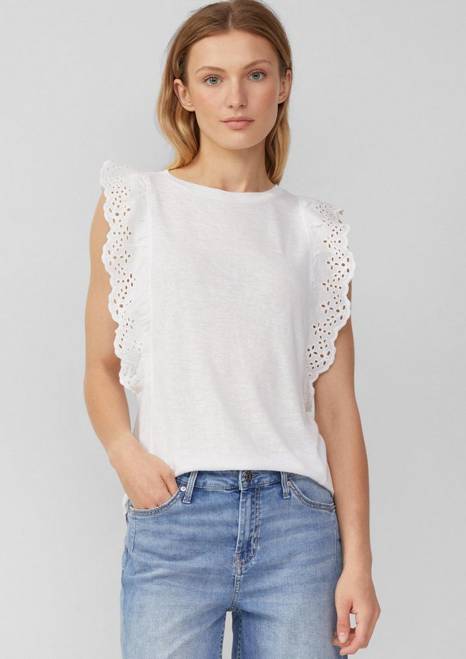 s.Oliver Muscleshirt T-Shirt Jersey-Top aus Flammgarn mit Lochstickerei von s.Oliver