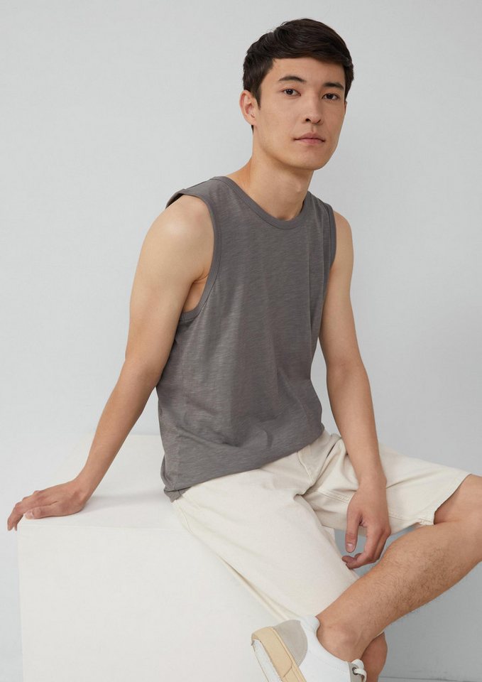 s.Oliver Muskelshirt T-Shirt Tanktop mit Flammgarnstruktur und Logo von s.Oliver
