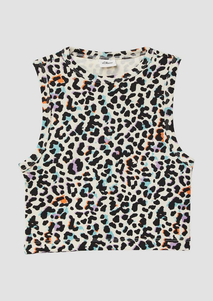 s.Oliver Muskelshirt T-Shirt Verkürztes Tanktop aus Rippware im Slim Fit von s.Oliver