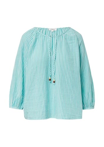 s.Oliver Musselin-Bluse mit Raglanärmeln und Raffung türkis 40 von s.Oliver