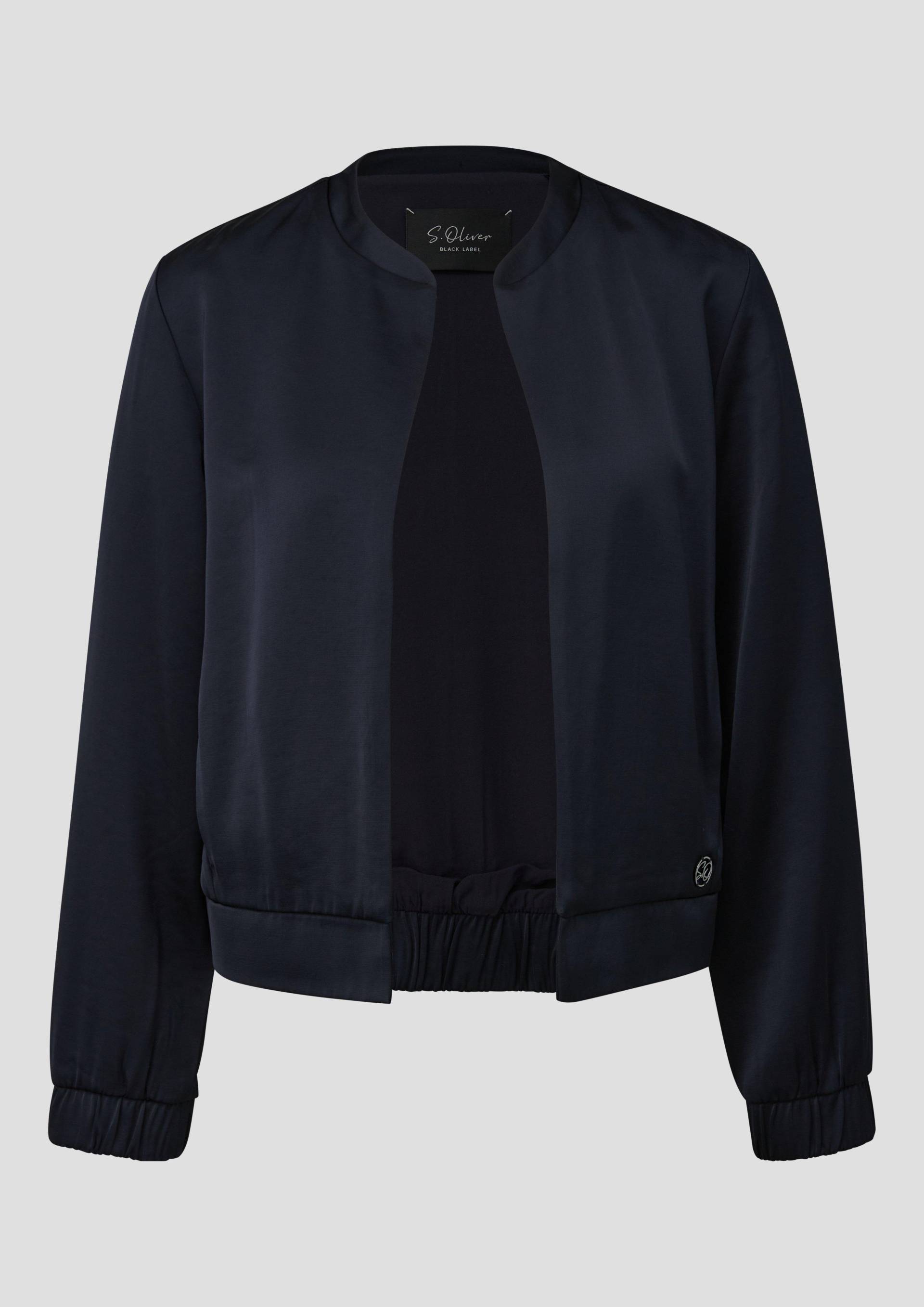s.Oliver - Offener Satinblouson mit Elastikbund, Damen, blau von s.Oliver